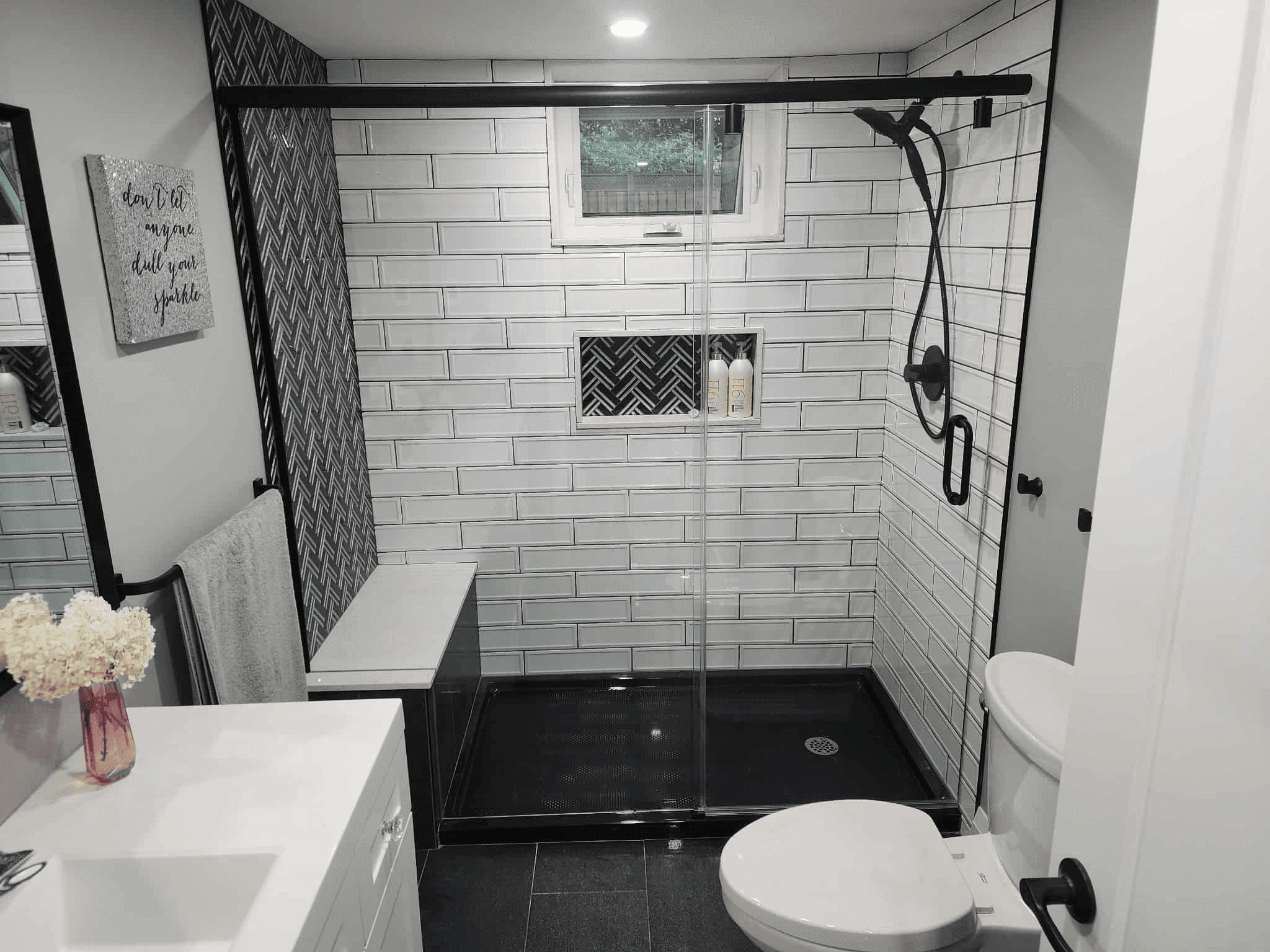 Frameless glass shower door installation by Hammertown Glass